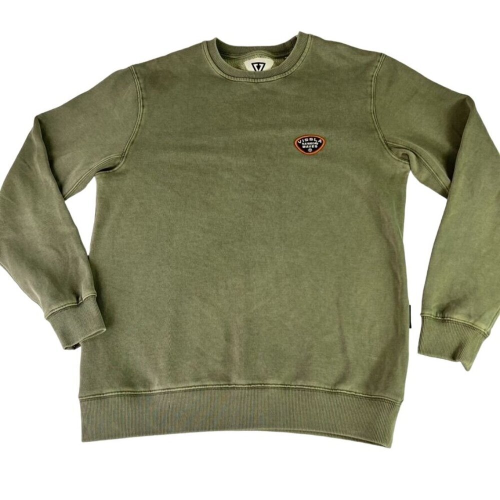 Mens Buckle Vissla Pullover Green Embroidered Patch Fleece Lining M Surf Skate​